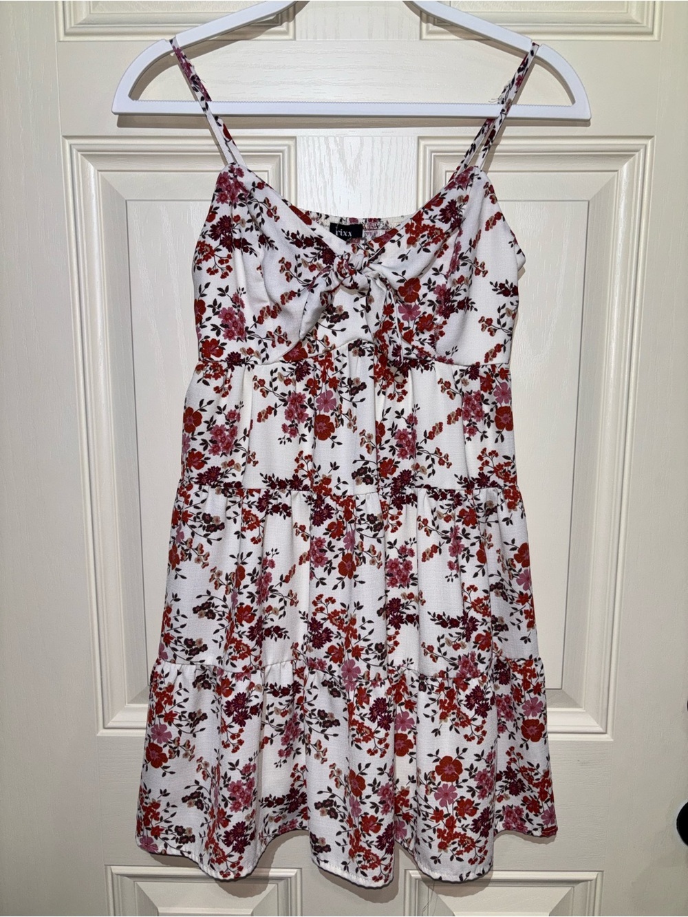 Trixxi Cream Floral dress with Rust and Mauve Accents
